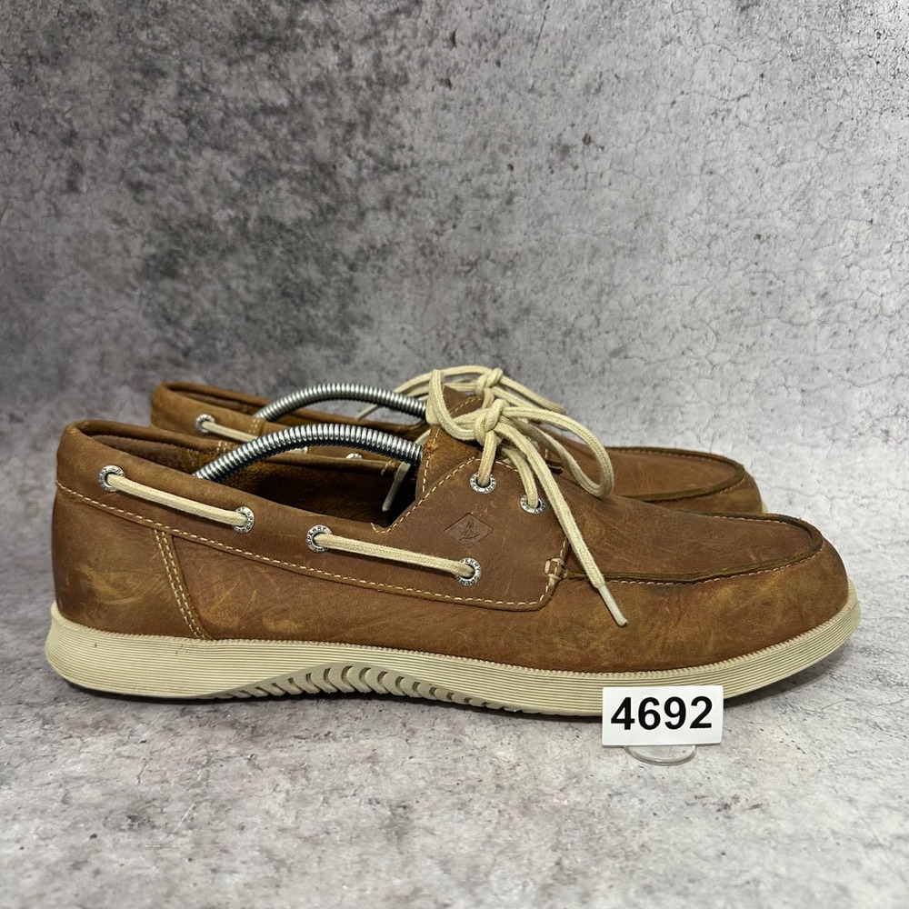Sperry Defender 2-Eye Boat Shoes Mens 13 Brown Leather STS14511 Casual Loafers